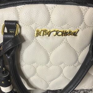 Betsey Johnson White and Black Quilted Shoulder Bag